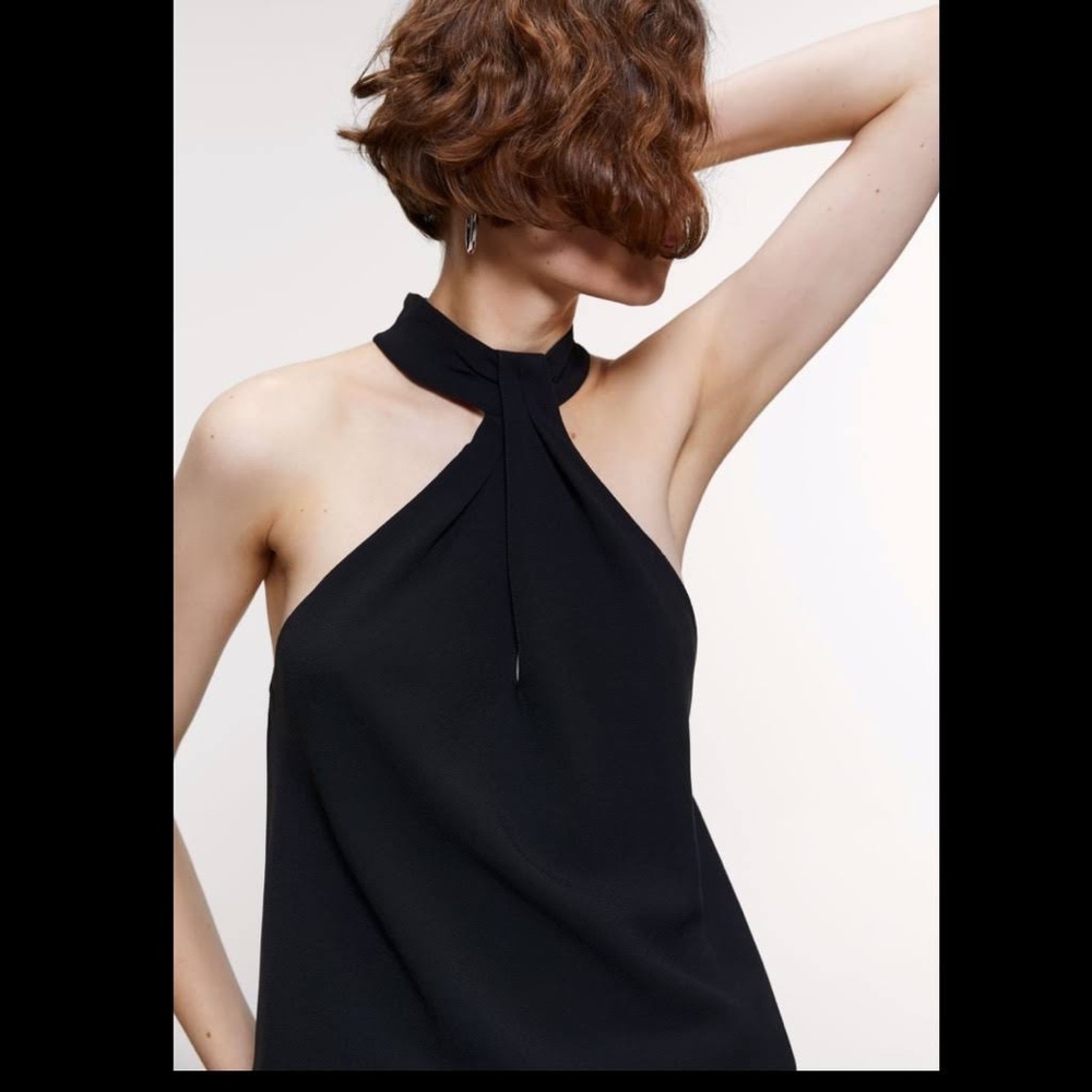 Zara Halter Neck Top. Black. Small.